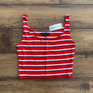 Kendall & Kylie Red Striped Tank Top